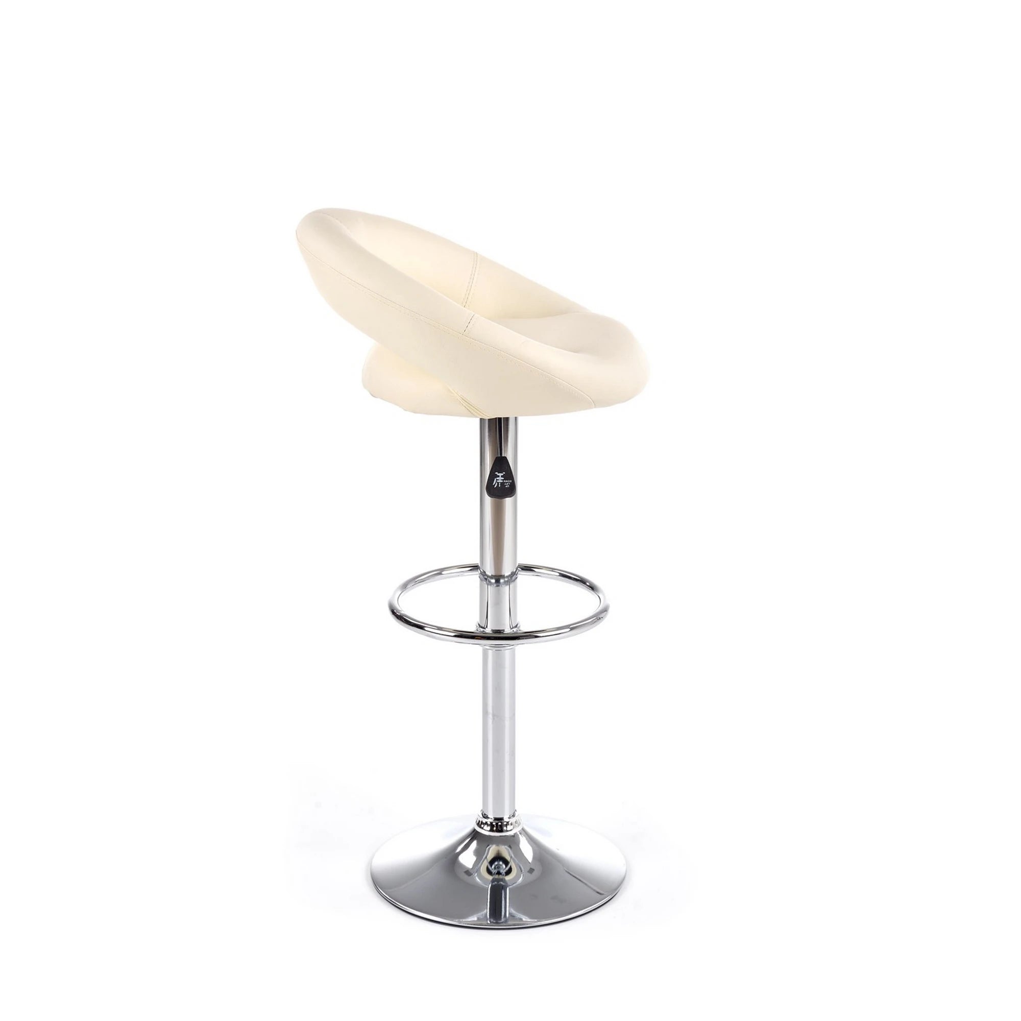 Scaun bar H15, crem/crom, piele ecologica/metal, 54x46x80/102 cm