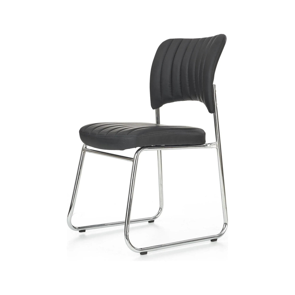 Scaun tapitat Rapid Black, negru/crom, metal/piele ecologica, 48X58X83 CM