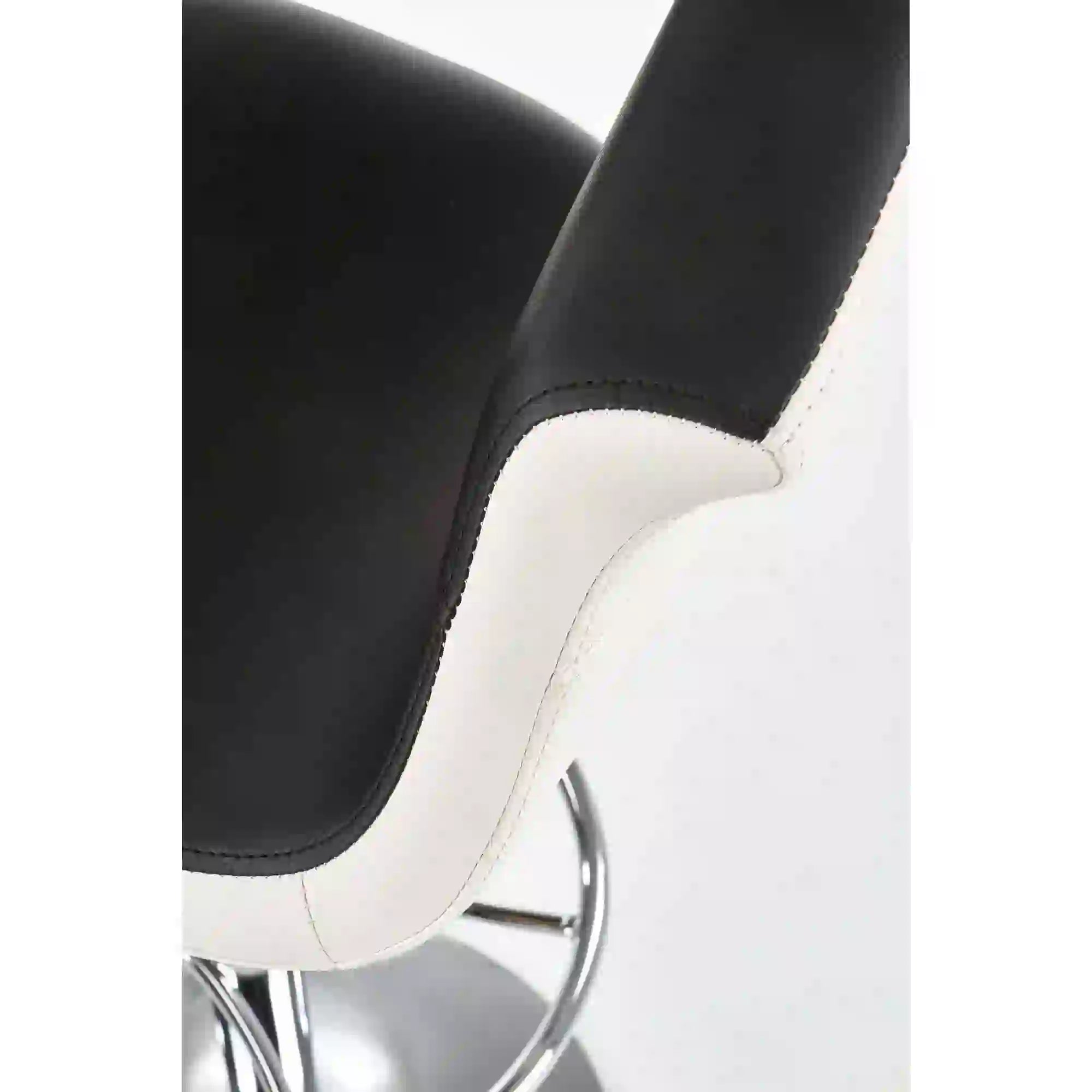 Scaun bar H46, negru/alb/crom, piele ecologica/otel, 60x46x93/115 cm