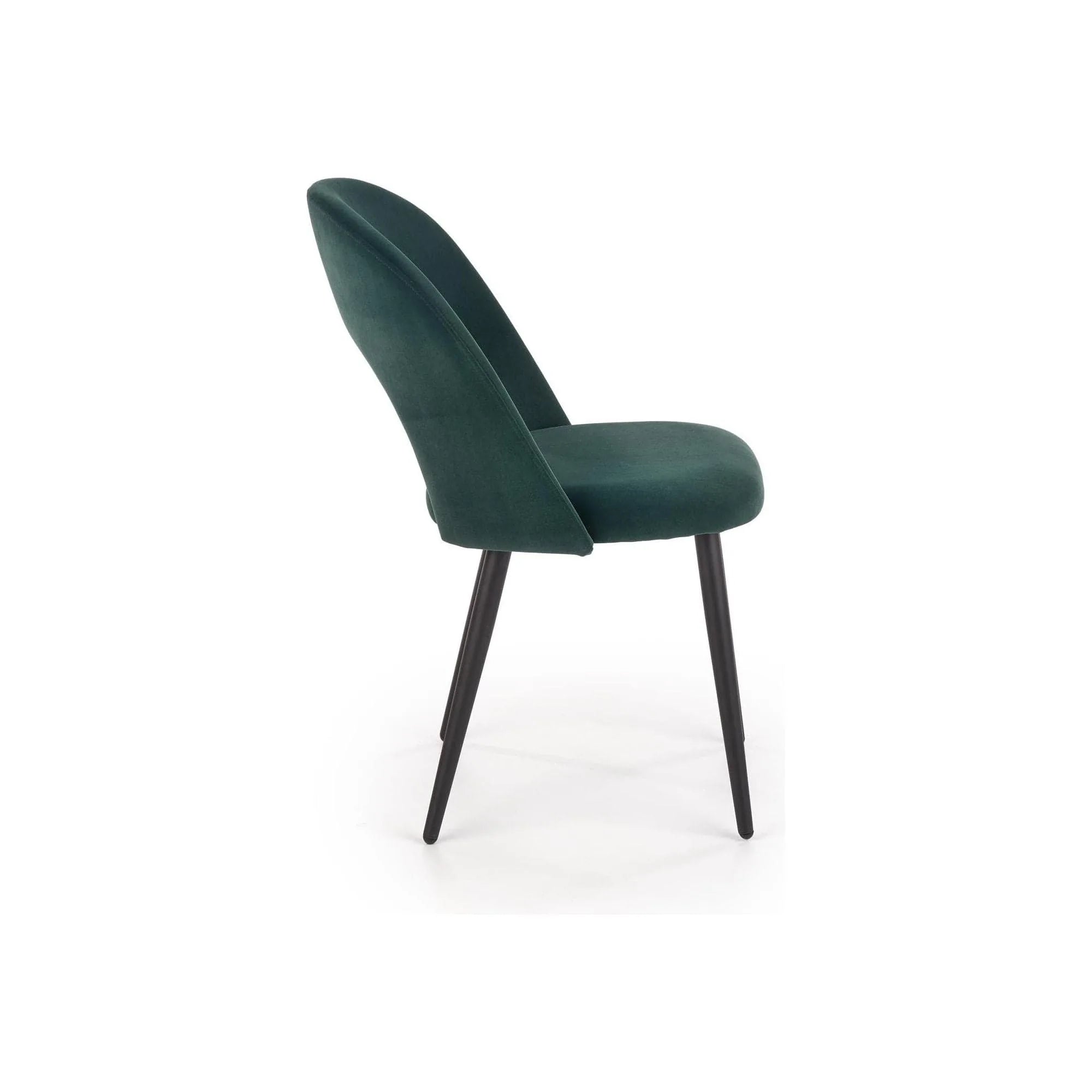 Scaun tapitat K384, verde/negru, stofa catifelata/metal, 54x57x84 cm