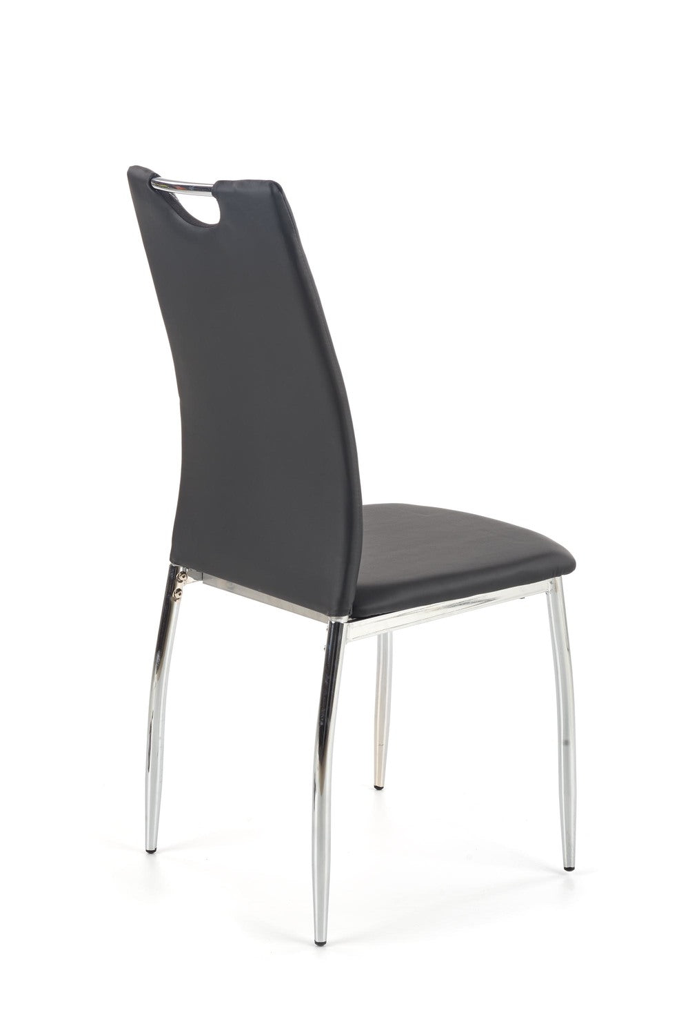 Scaun tapitat K187, negru/crom, piele ecologica/metal, 46x56x97 cm