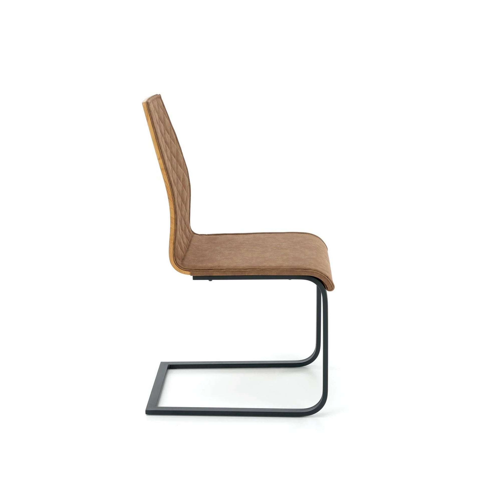 Scaun K265, maro/negru, piele ecologica/metal, 43x58x94 cm