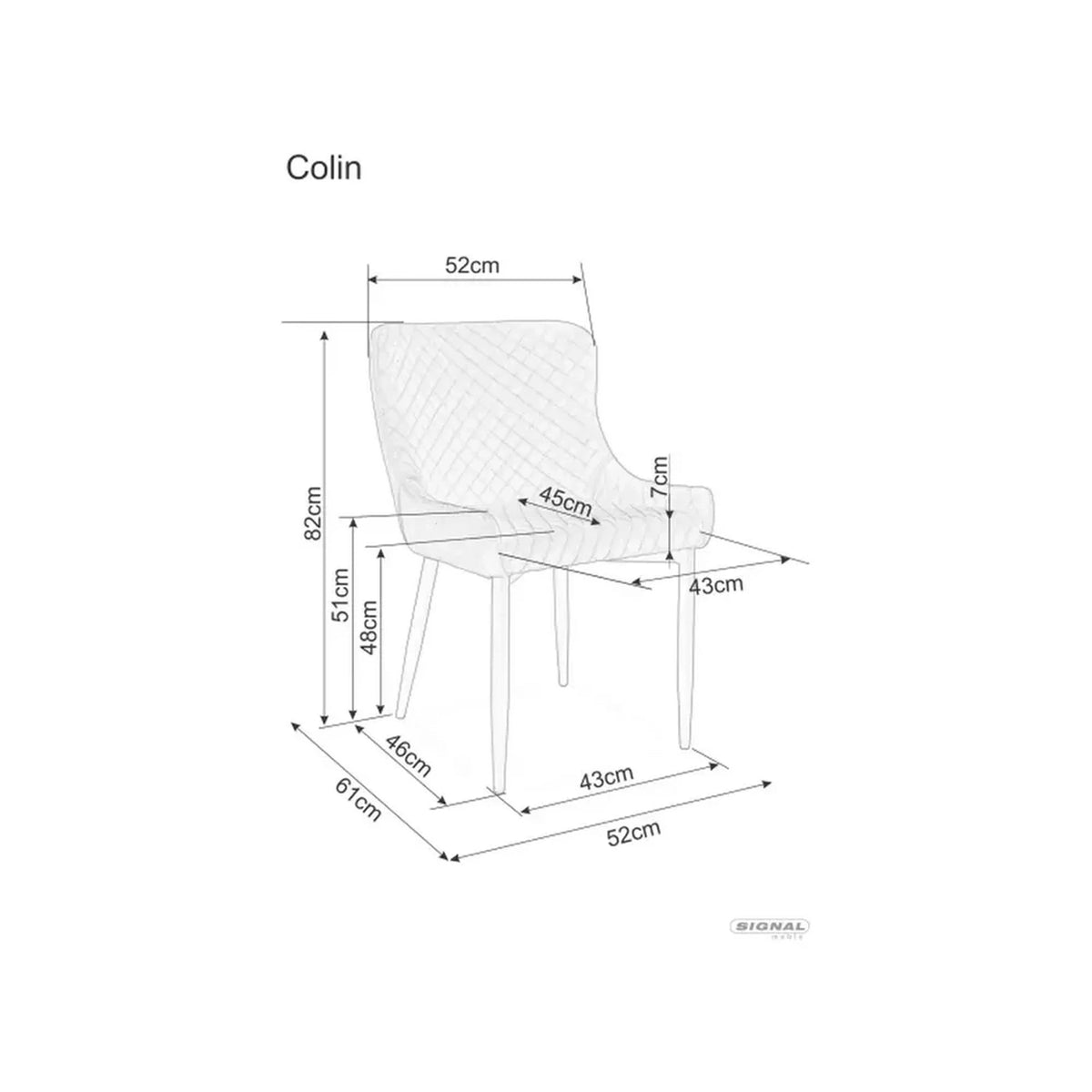 Scaun de dining COLIN B, gri/negru, stofa catifelata/metal, 52x45x82 cm