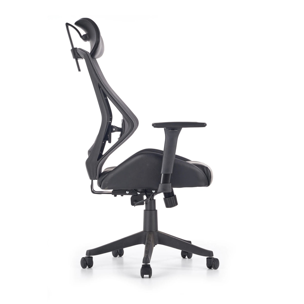 Scaun de birou HASEL, gri, piele ecologica/plasa, 68x78x110/118 cm