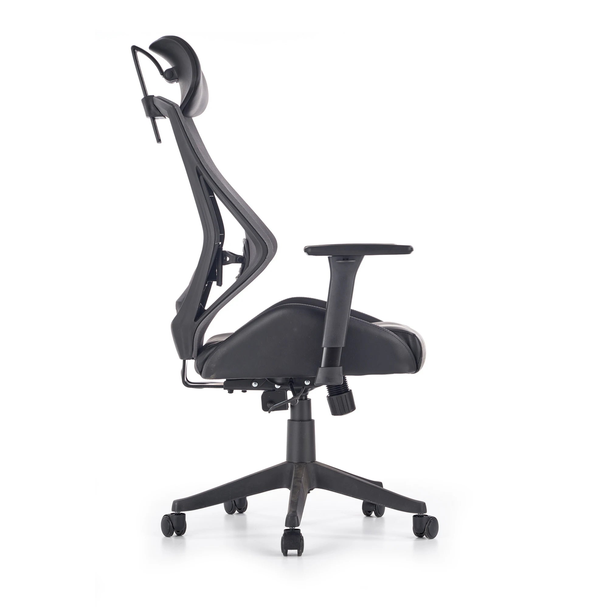 Scaun de birou HASEL, gri, piele ecologica/plasa, 68x78x110/118 cm