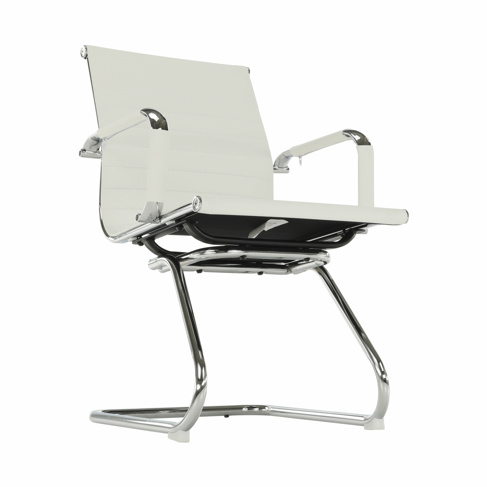 Scaun conferinta AZURE 2 NEW TYP 2, piele ecologica/metal, alb, 54.5x62.5x90.5 cm