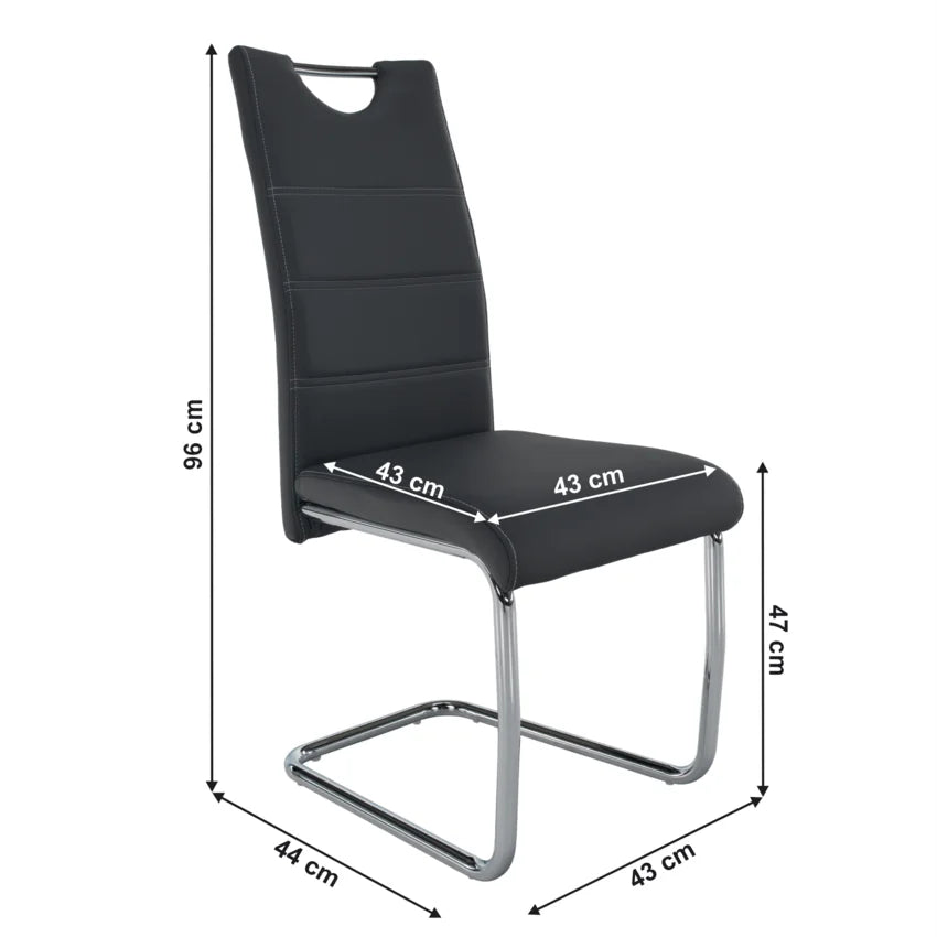 Scaun dining ABIRA NEW, gri inchis/crom, piele ecologica/metal, 44x57x99 cm
