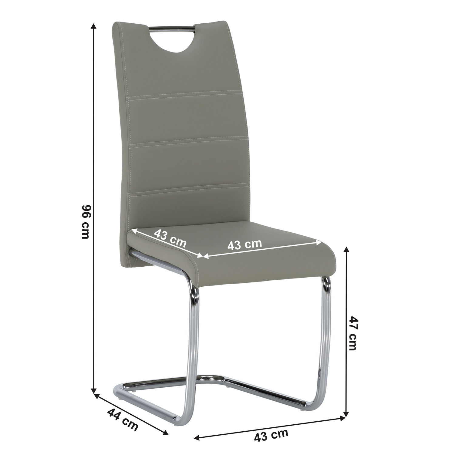 Scaun de bucatarie ABIRA NEW, gri deschis/crom, piele ecologica/metal, 43x44x96 cm
