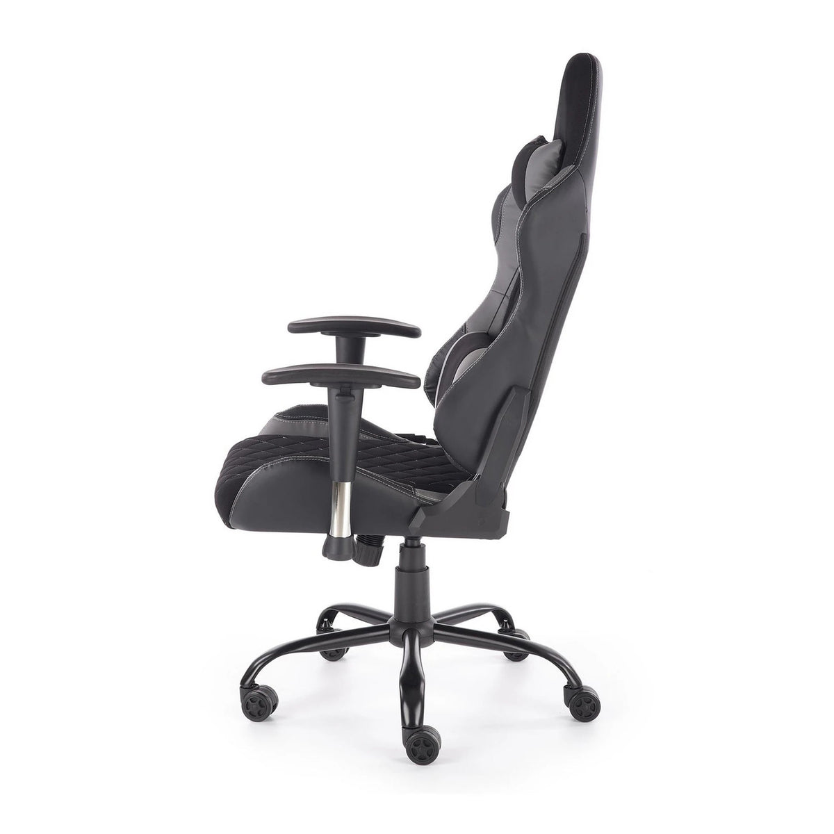 Scaun gaming DRAKE, negru/gri, stofa, 69x62x127/134 cm