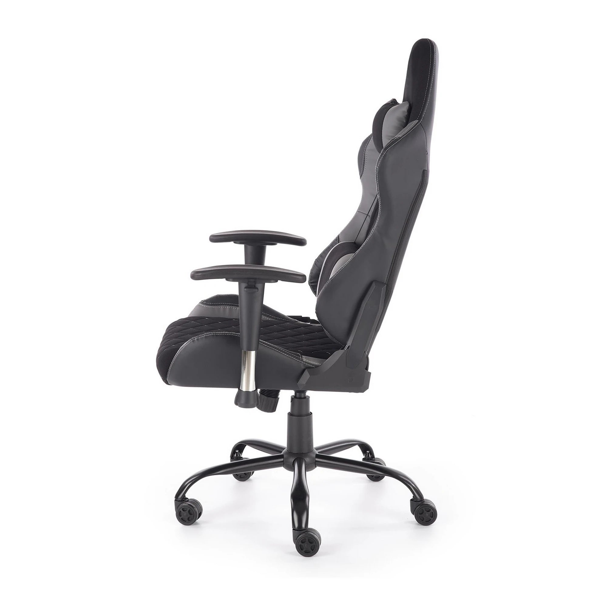 Scaun gaming DRAKE, negru/gri, stofa, 69x62x127/134 cm
