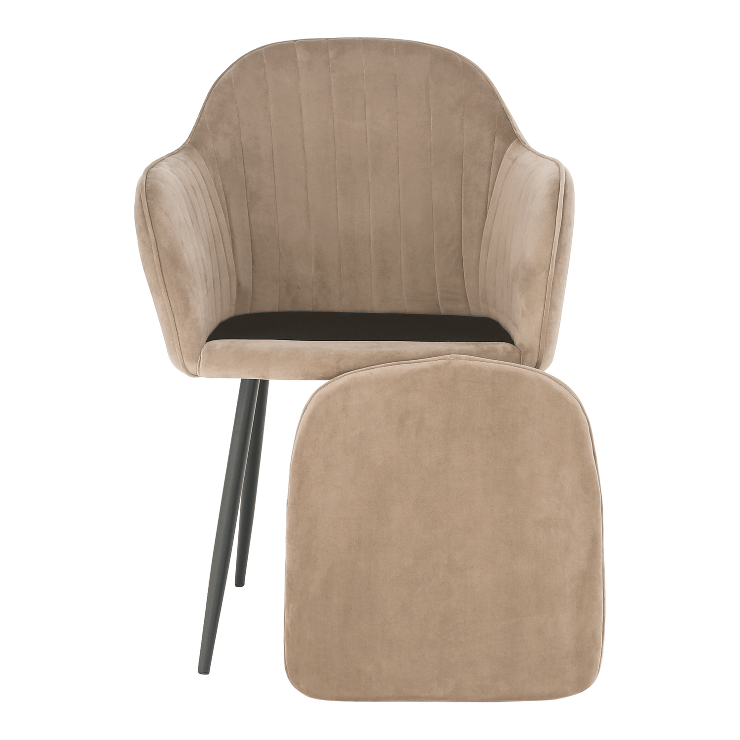 Scaun ZIRKON, gri-maro taupe/negru, stofa catifelata/metal, 56x55x82 cm