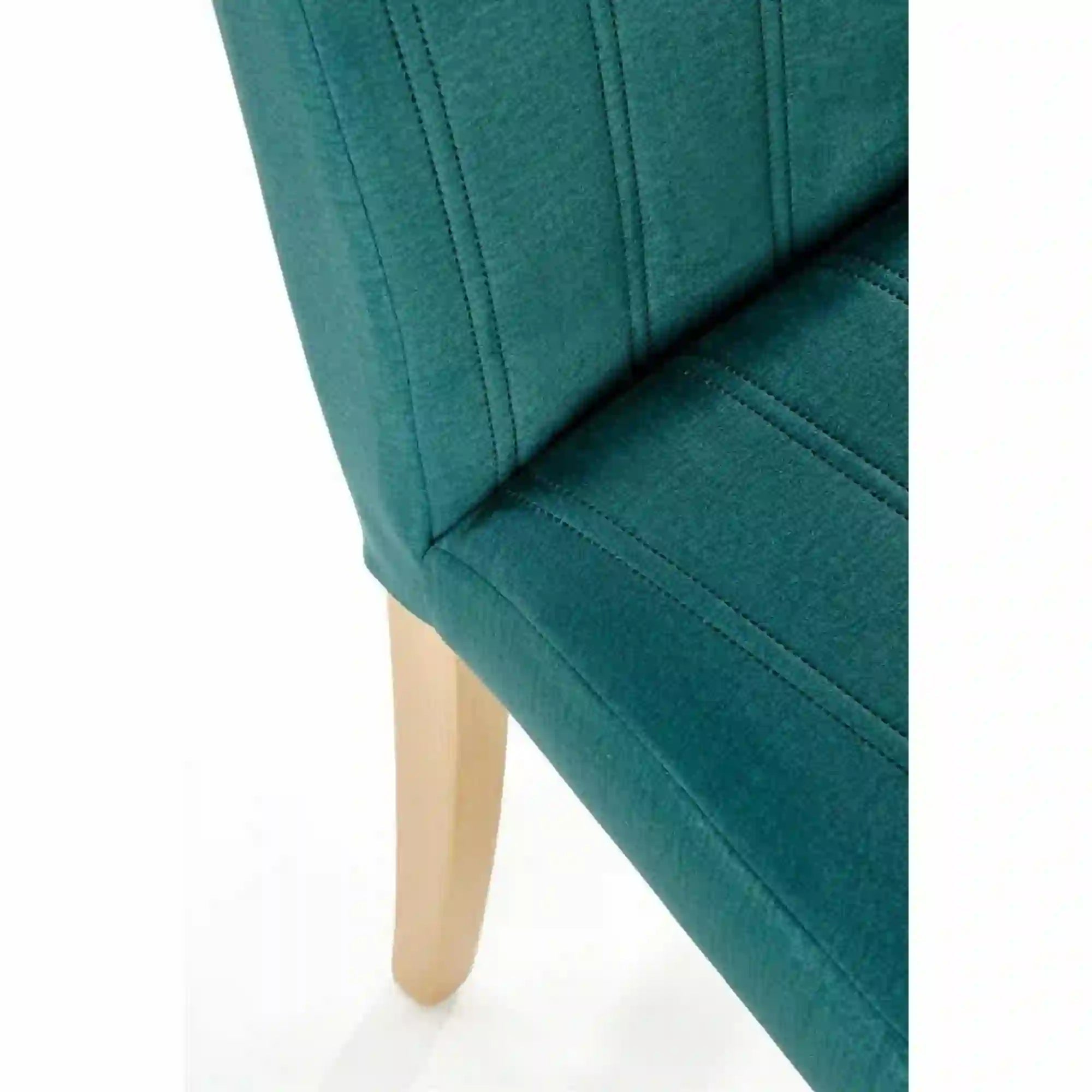 Scaun DIEGO 3, verde/stejar miere, stofa catifelata/lemn de fag, 47x59x99 cm