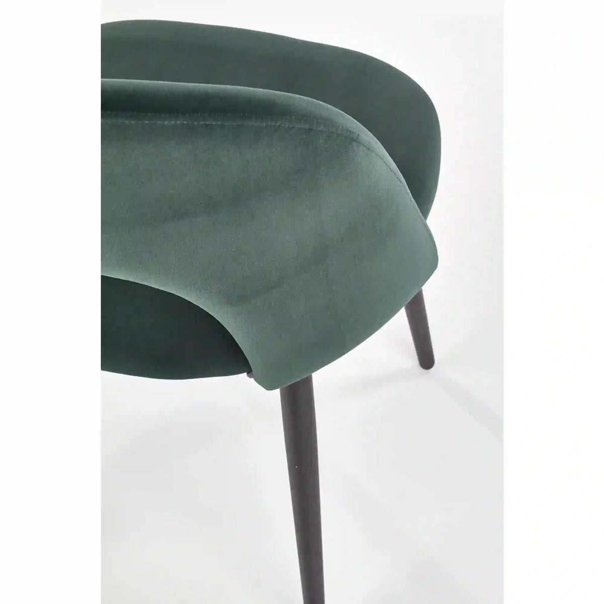 Scaun tapitat K384, verde/negru, stofa catifelata/metal, 54x57x84 cm