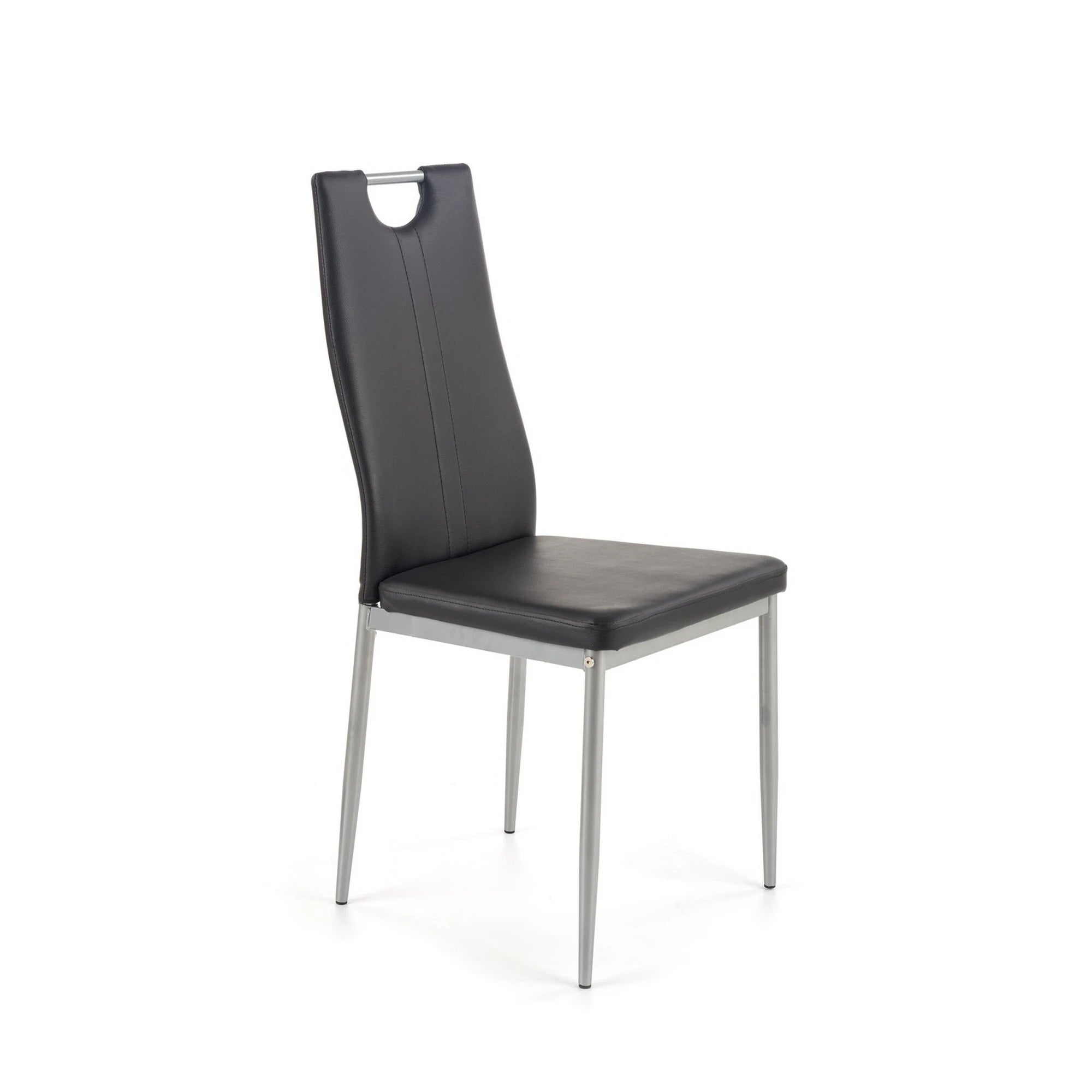 Scaune dining K202, negru/crom, piele ecologica/metal, 44X54X97 CM
