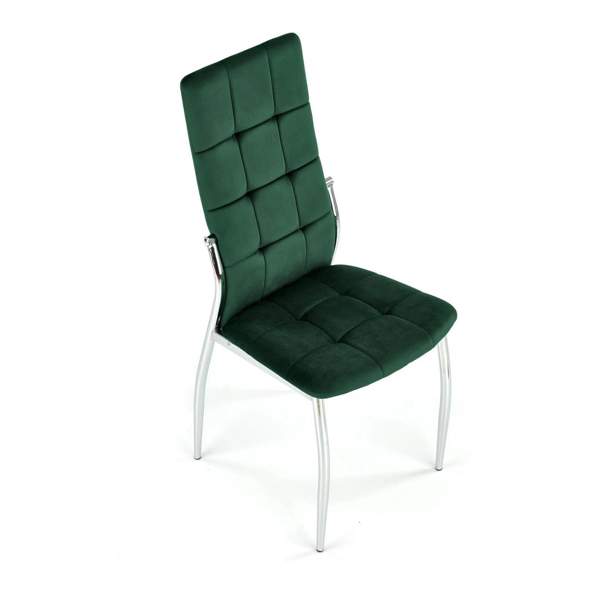 Scaun tapitat K416, verde inchis/crom, stofa catifelata/metal, 43x54x101 cm