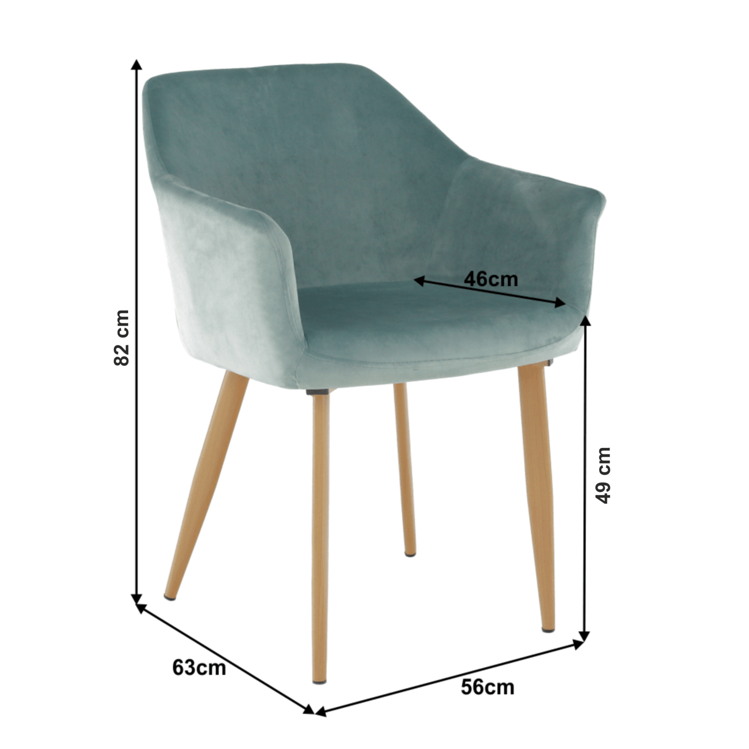 Scaun ODOVEL, menta/fag, tesatura/metal, 56x63x82 cm
