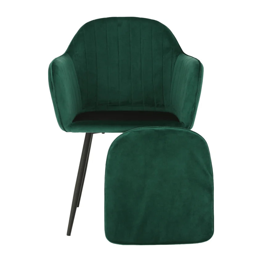 Scaun ZIRKON, verde smarald/negru, catifea/metal, 56x55x82 cm