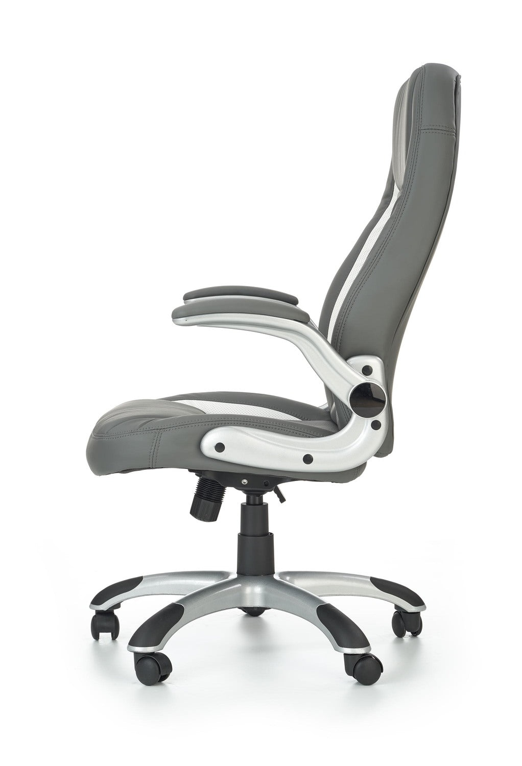 Scaun gaming SATURN, gri, piele ecologica perforata, 67x65x112/120 cm