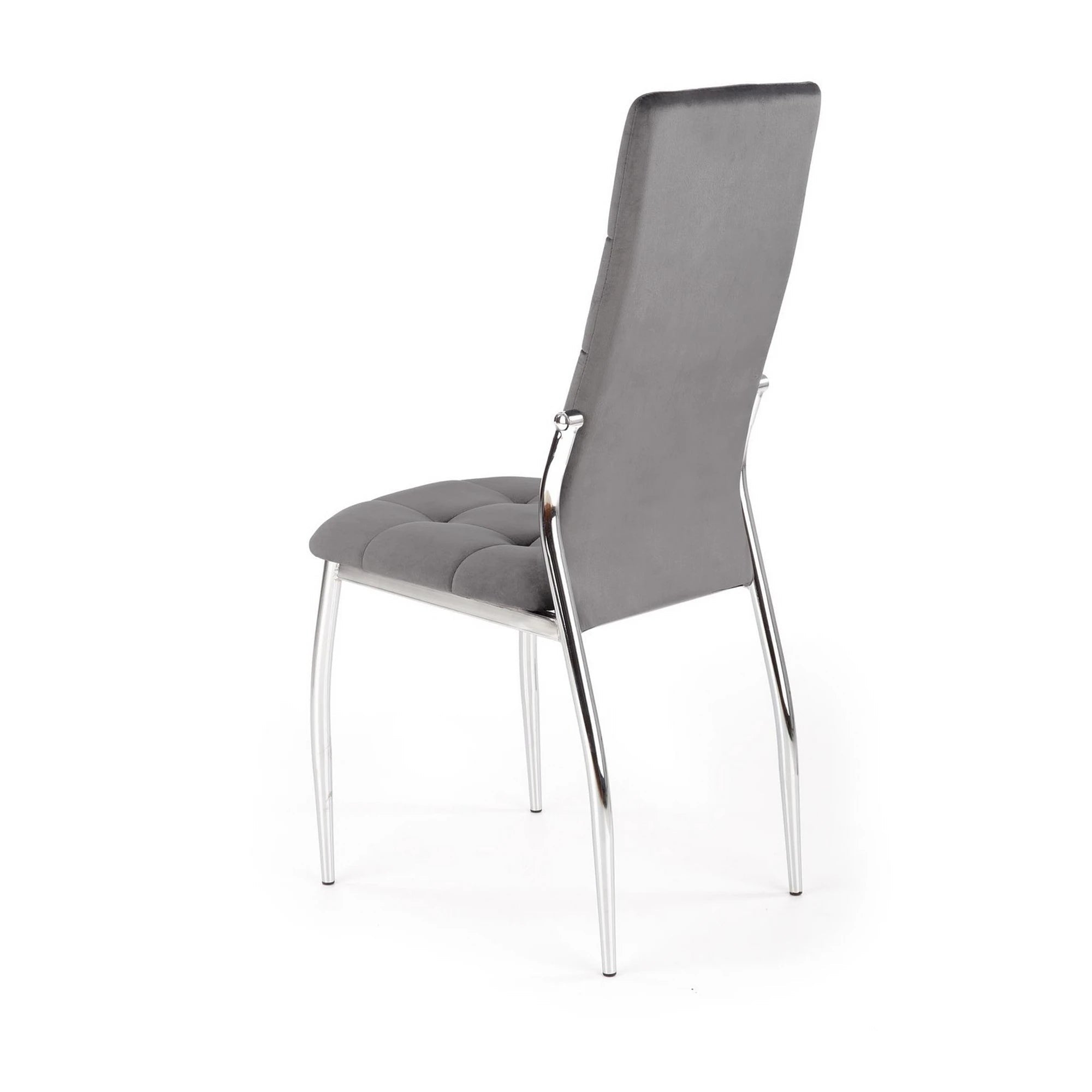 Scaun tapitat K416, gri/argintiu, stofa catifelata/metal, 43x54x101 cm