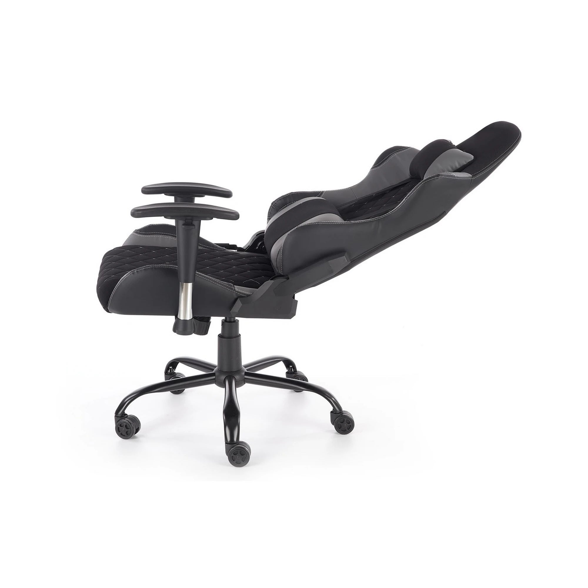 Scaun gaming DRAKE, negru/gri, stofa, 69x62x127/134 cm