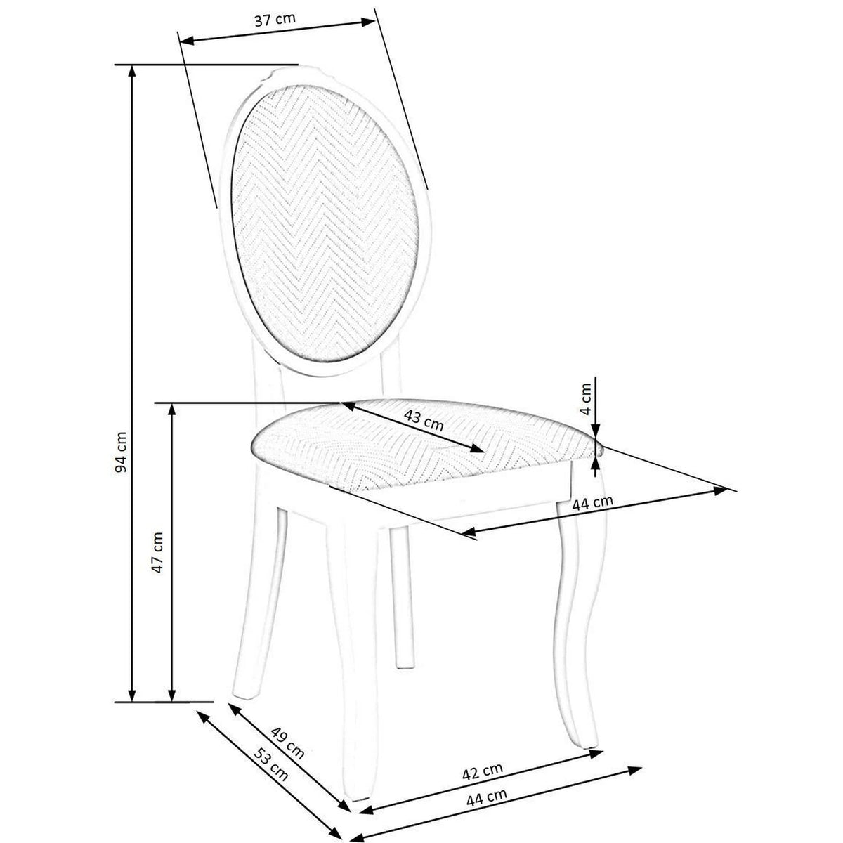Scaun alb cu gri VELO, gri/alb, stofa catifelata/lemn, 44x53x96 cm