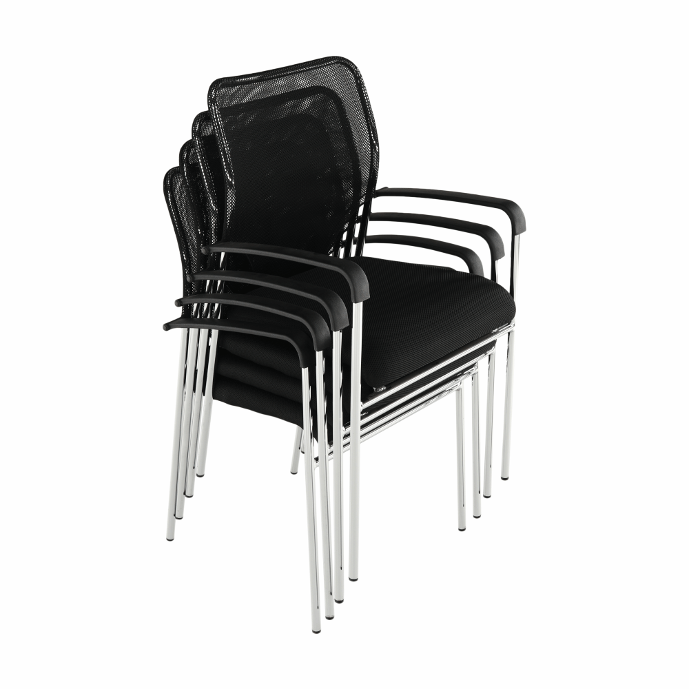 Scaun conferinta UMUT, negru/crom, plasa/metal, 54x56x82 cm