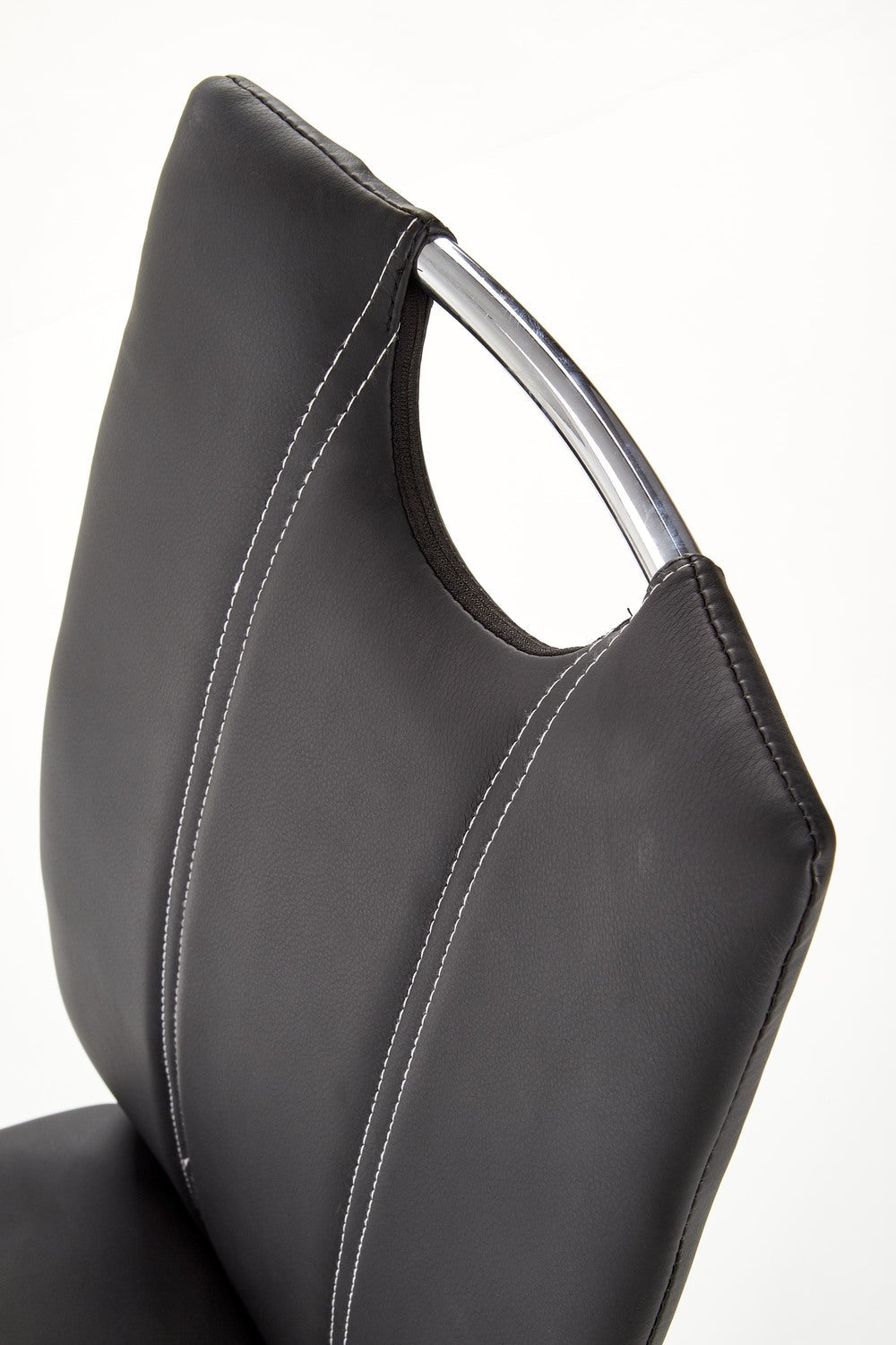 Scaun tapitat K187, negru/crom, piele ecologica/metal, 46x56x97 cm