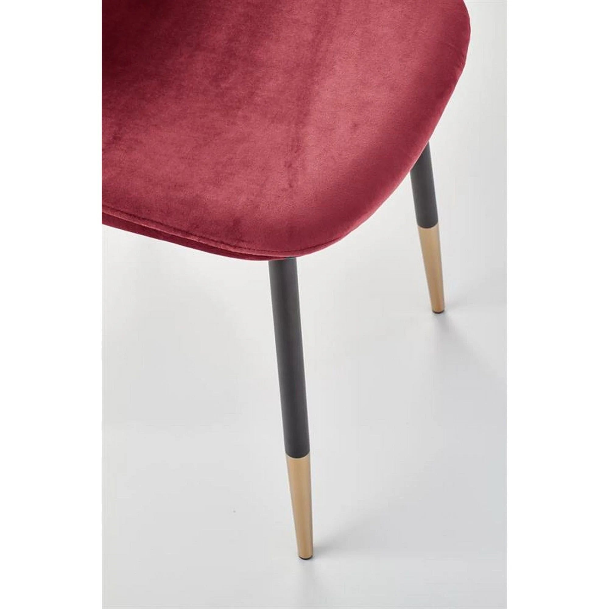 Scaun tapitat K379, rosu/negru, stofa catifelata/metal, 45x48x88 cm