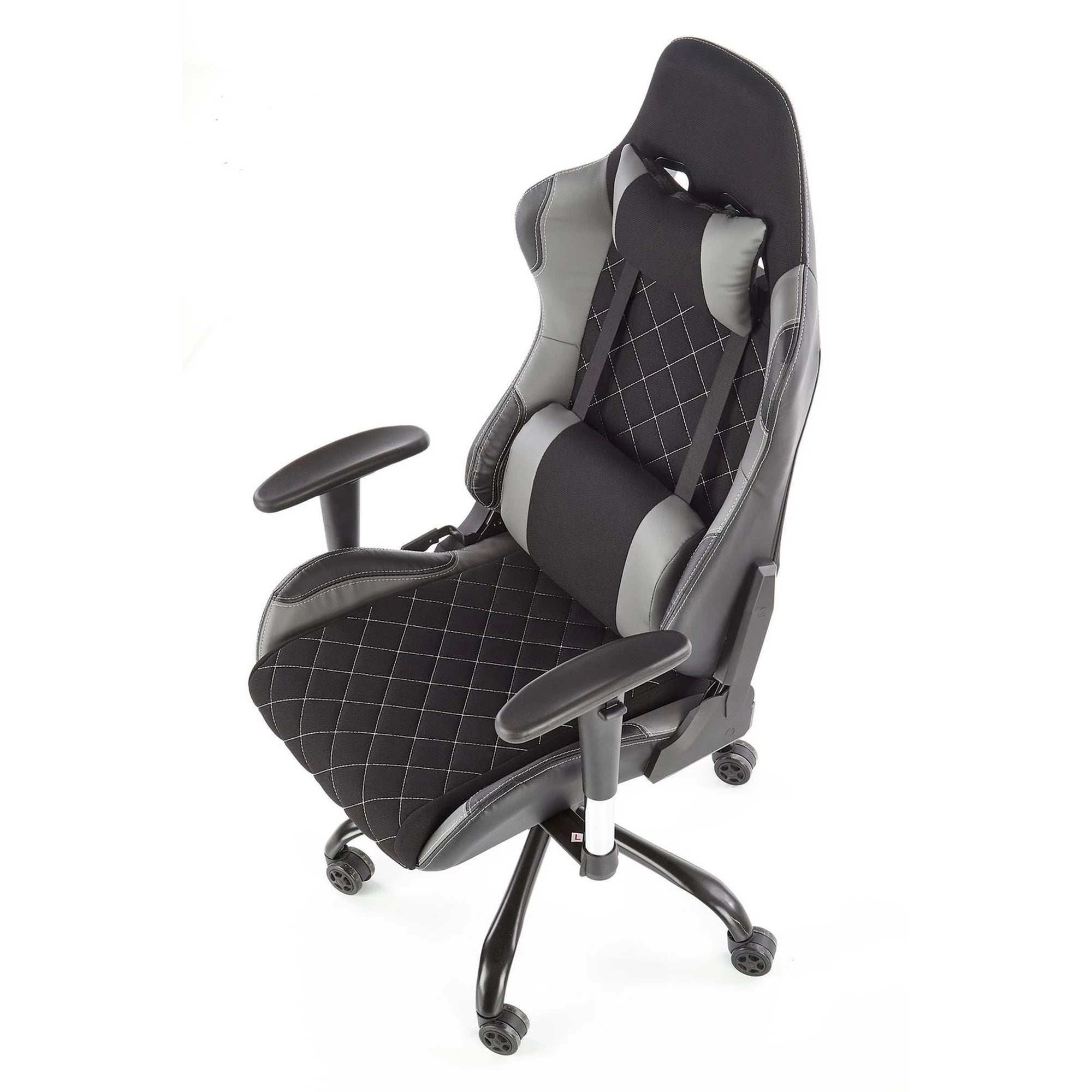 Scaun gaming DRAKE, negru/gri, stofa, 69x62x127/134 cm
