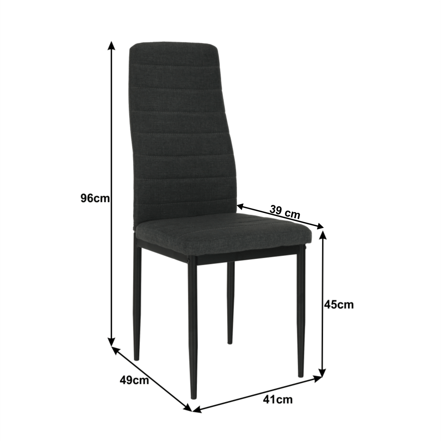 Scaun COLETA NOVA, gri inchis/negru, textil/metal, 41x49x96 cm