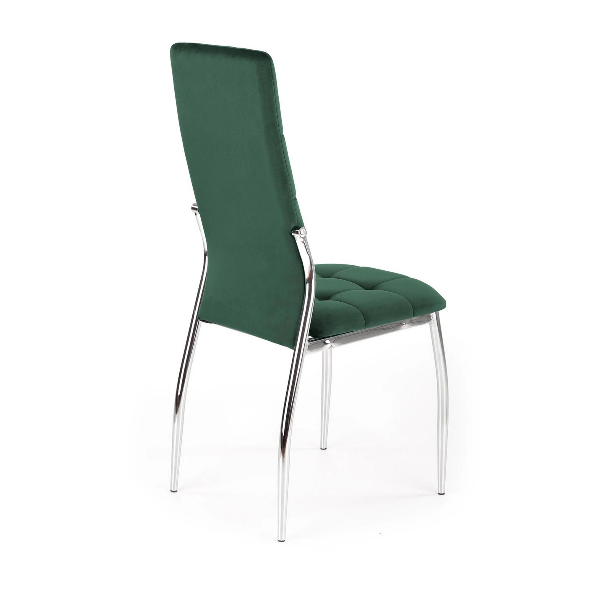 Scaun tapitat K416, verde inchis/crom, stofa catifelata/metal, 43x54x101 cm