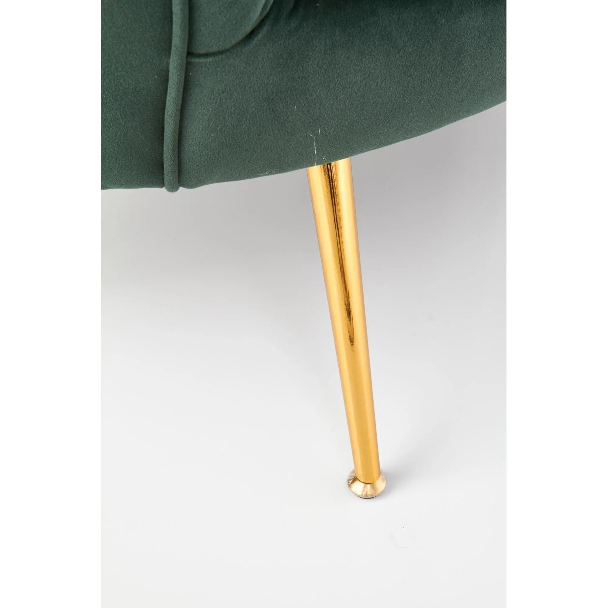Canapea AMORINITO XL, verde/auriu, stofa catifelata, 131x77x77 cm