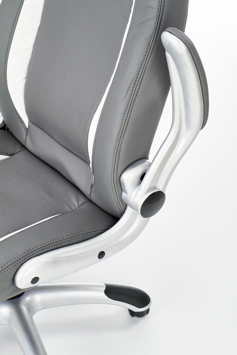 Scaun gaming SATURN, gri, piele ecologica perforata, 67x65x112/120 cm