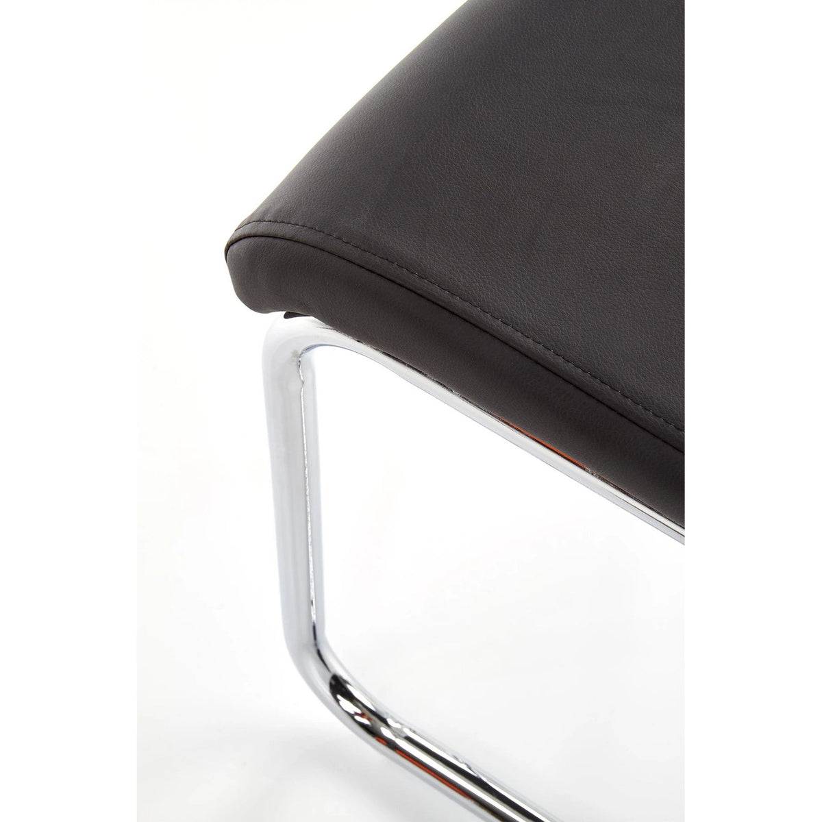 Scaun tapitat K224, negru/crom, piele ecologica/metal, 44X54X100 CM