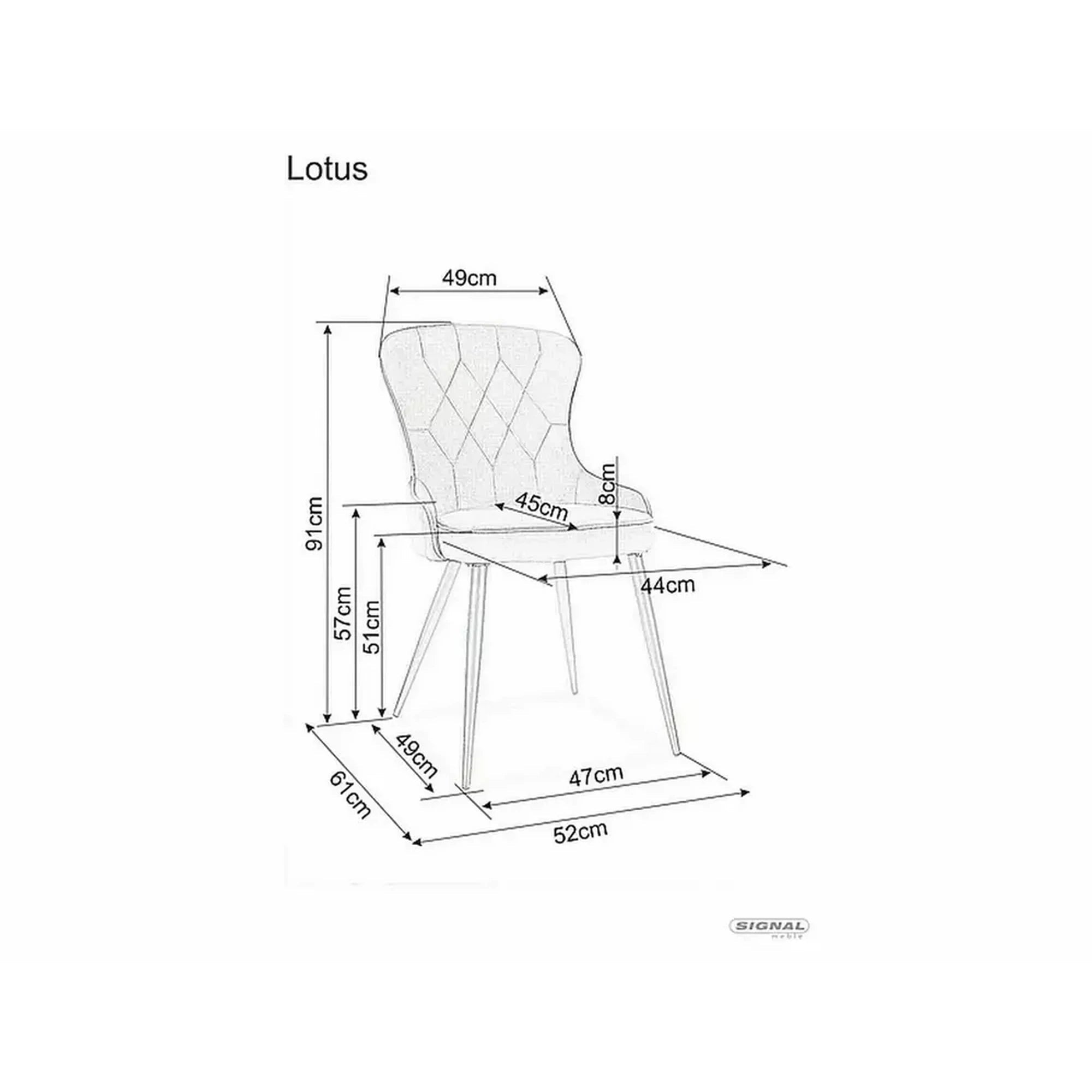 Scaun Lotus, gri/negru, stofa catifelata/metal, 52x45x91 cm