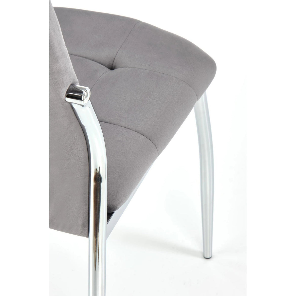 Scaun tapitat K416, gri/argintiu, stofa catifelata/metal, 43x54x101 cm