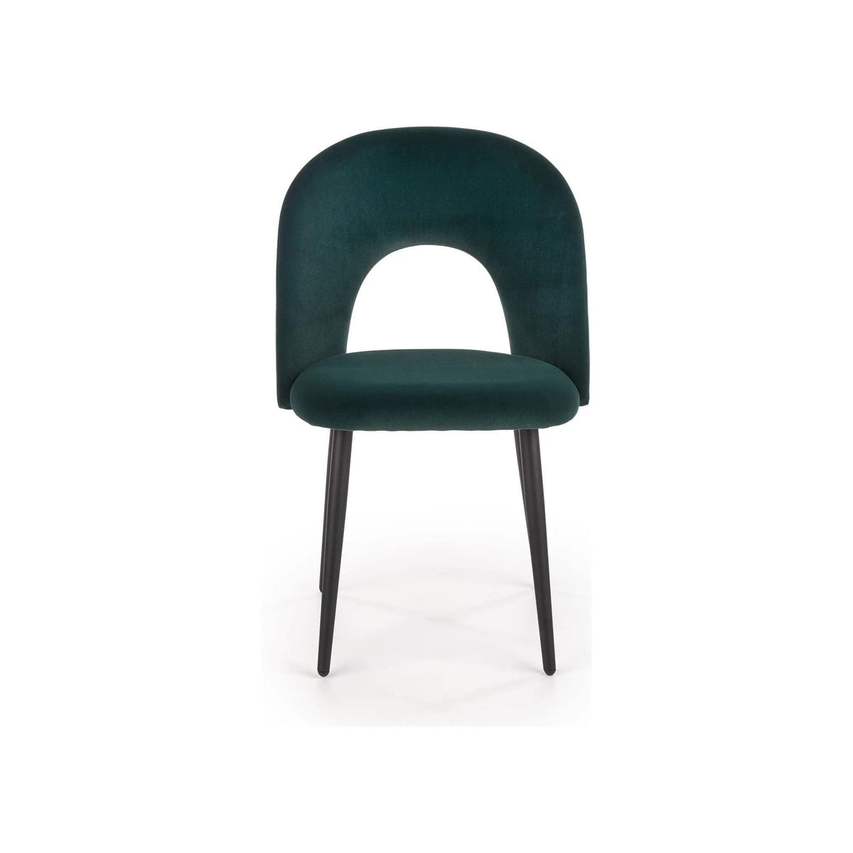 Scaun tapitat K384, verde/negru, stofa catifelata/metal, 54x57x84 cm