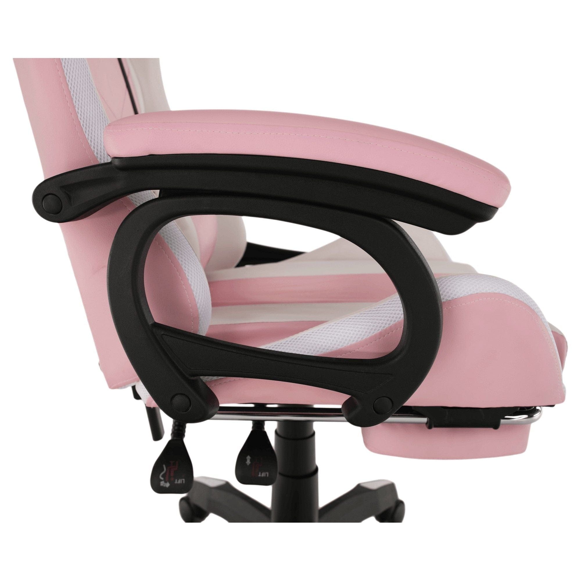 Scaun de birou JOVELA, roz/alb, piele ecologica, 65x65x114/124 cm