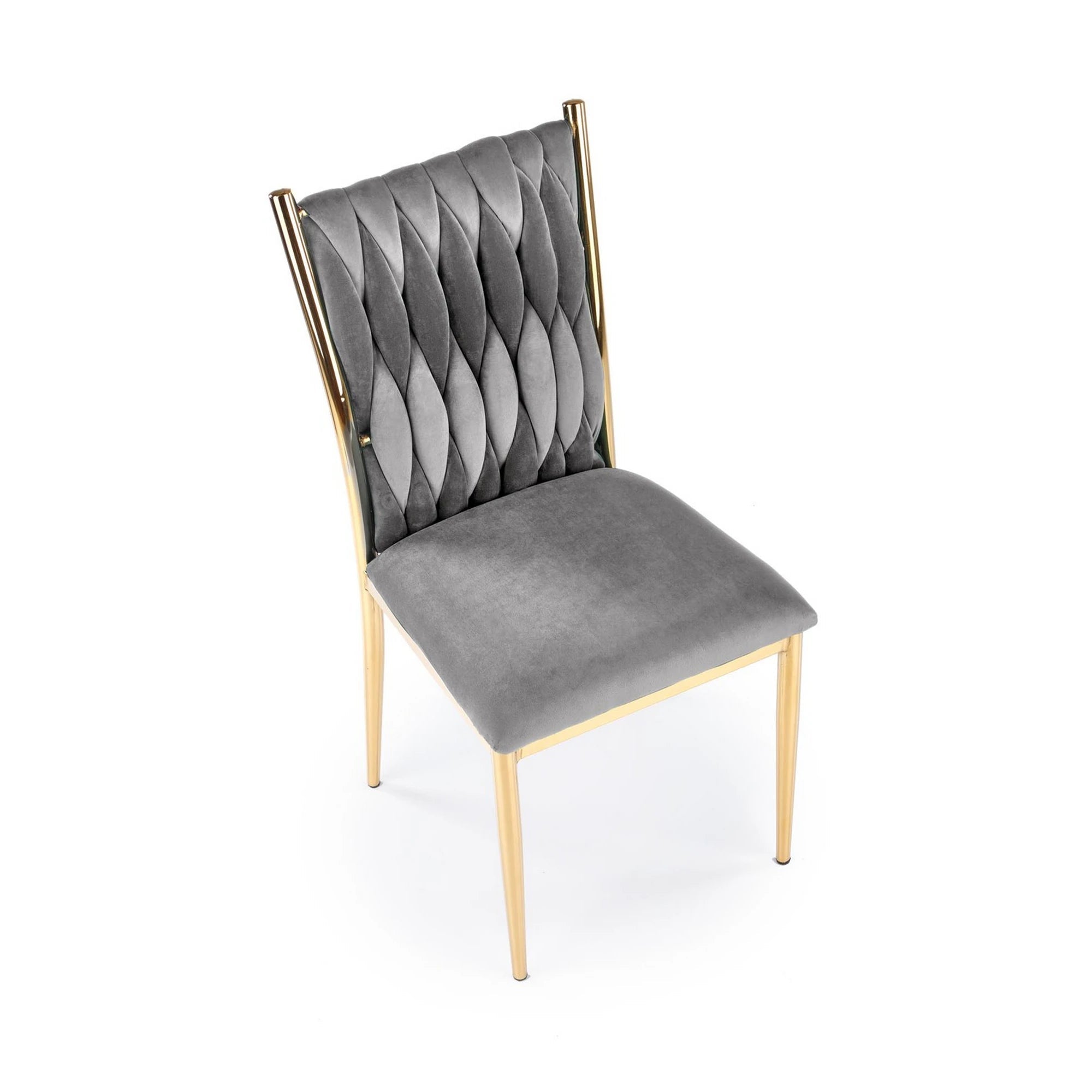 Scaun K436, gri/auriu, stofa catifelata/metal, 48x55x94 cm