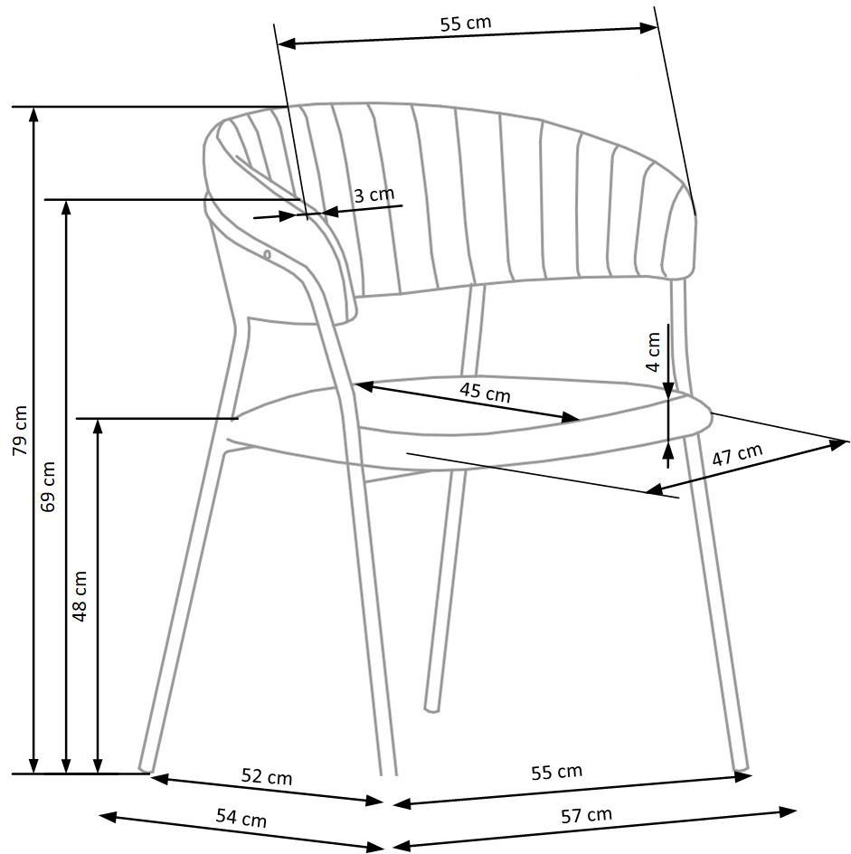 Scaun K426, negru, stofa catifelata/metal, 57x54x79 cm