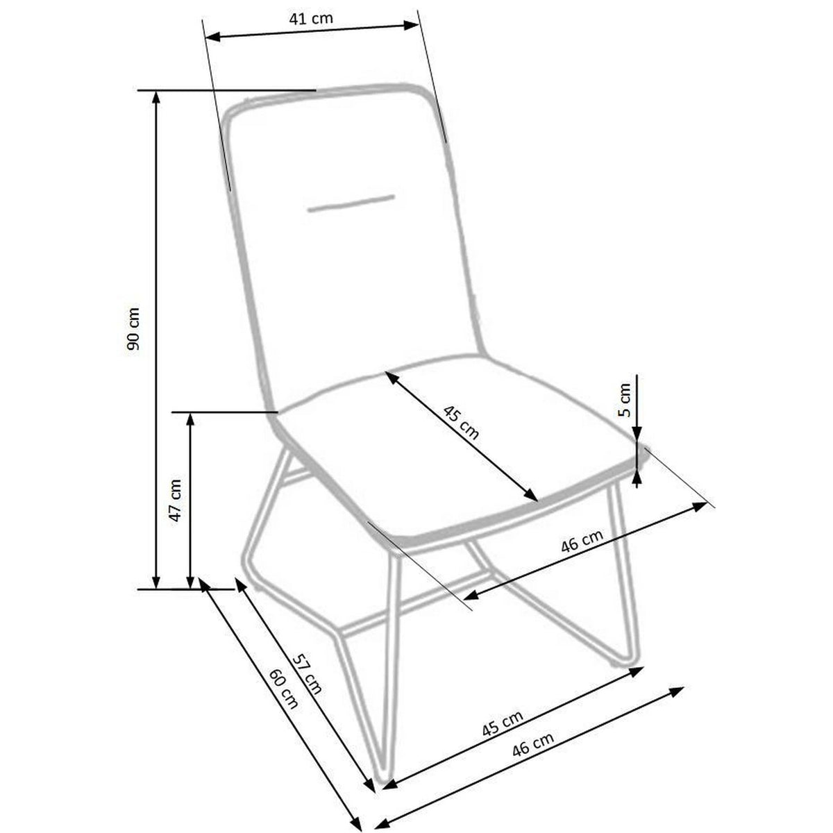 Scaun tapitat K390, crem/gri inchis/roz auriu, stofa/piele ecologica/metal, 46x60x90 cm