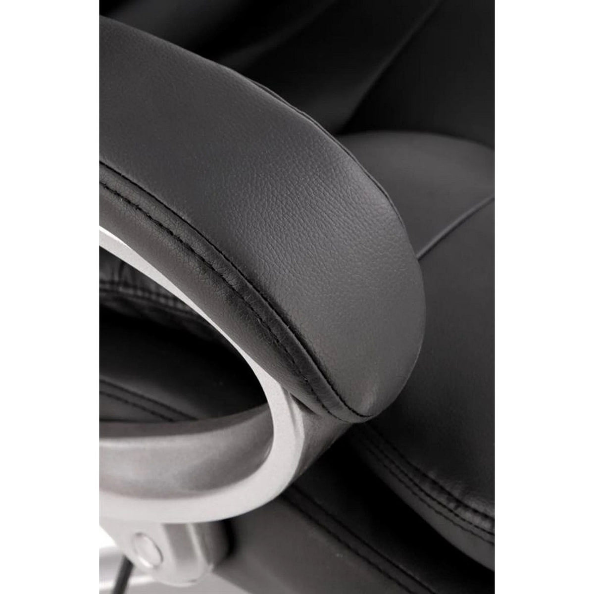 Scaun de birou PRESTON, negru/crom, piele ecologica/metal, 66x72x114/124 cm