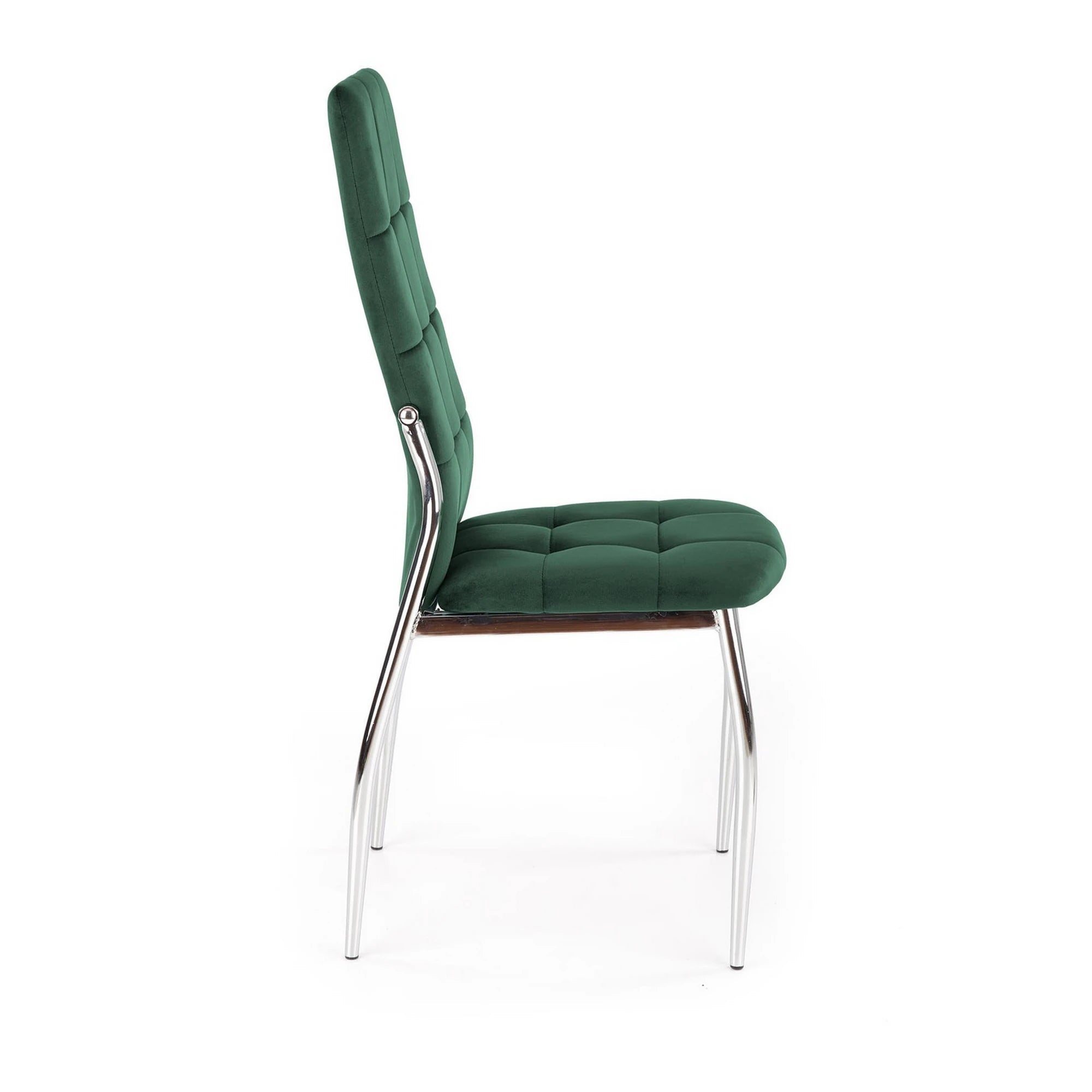 Scaun tapitat K416, verde inchis/crom, stofa catifelata/metal, 43x54x101 cm