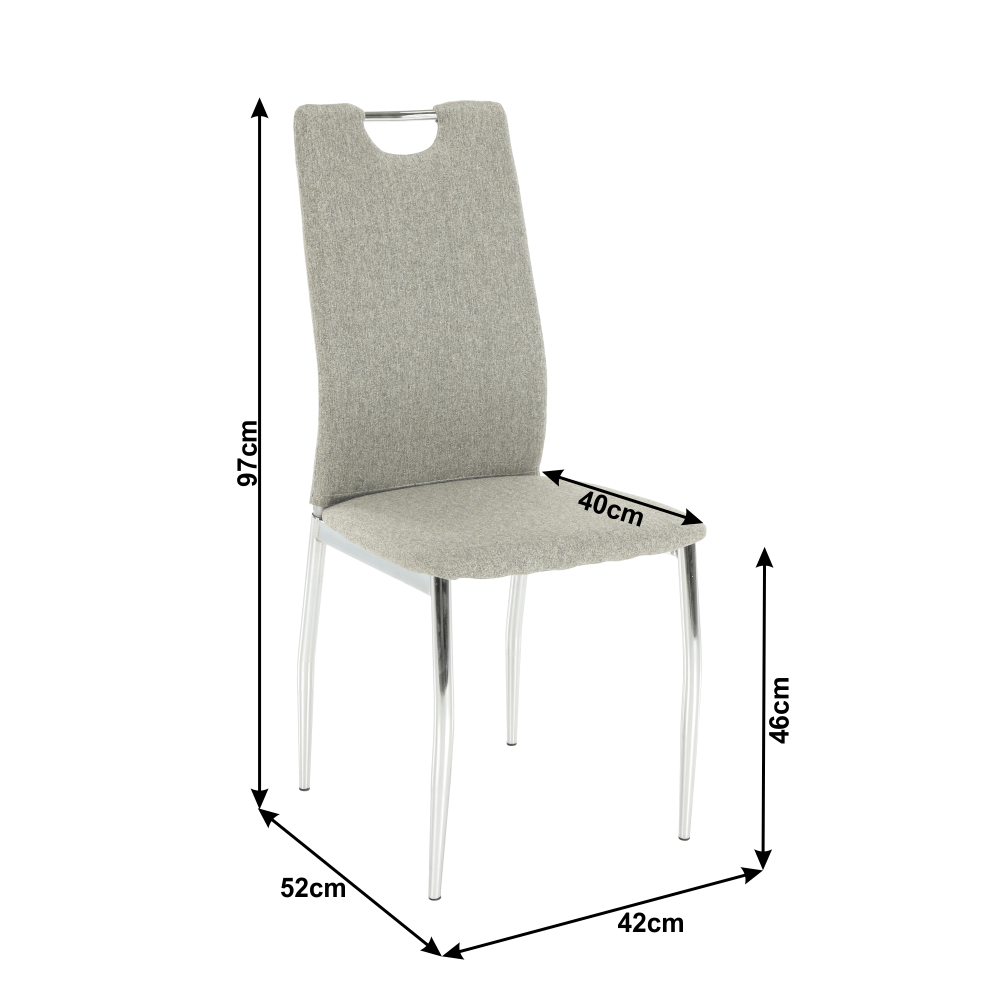 Scaun bucatarie OLIVA NEW, bej/crom, textil/metal, 42x52x97 cm