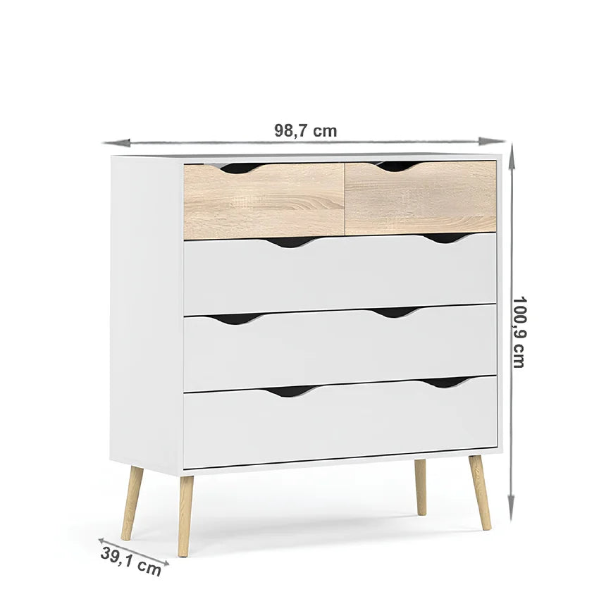 Comoda OSLO 75456, stejar sonoma/alb, DTD laminat, 99x39x101 cm