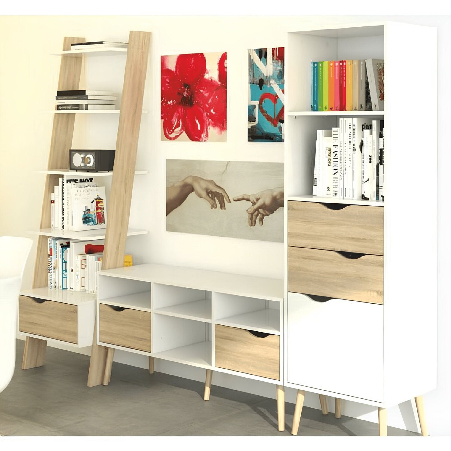 Comoda OSLO 75381, alb, stejar sonoma, PAL melaminat, 147x39x81 cm