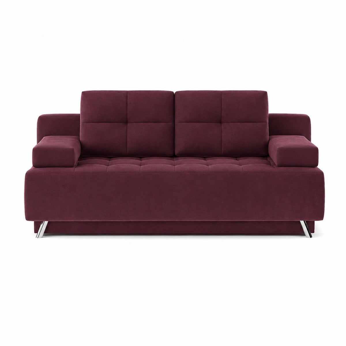 Canapea dubla extensibila OSLO, stofa catifelata visiniu - Monolith 69, cu lada depozitare, 197x94x90 cm