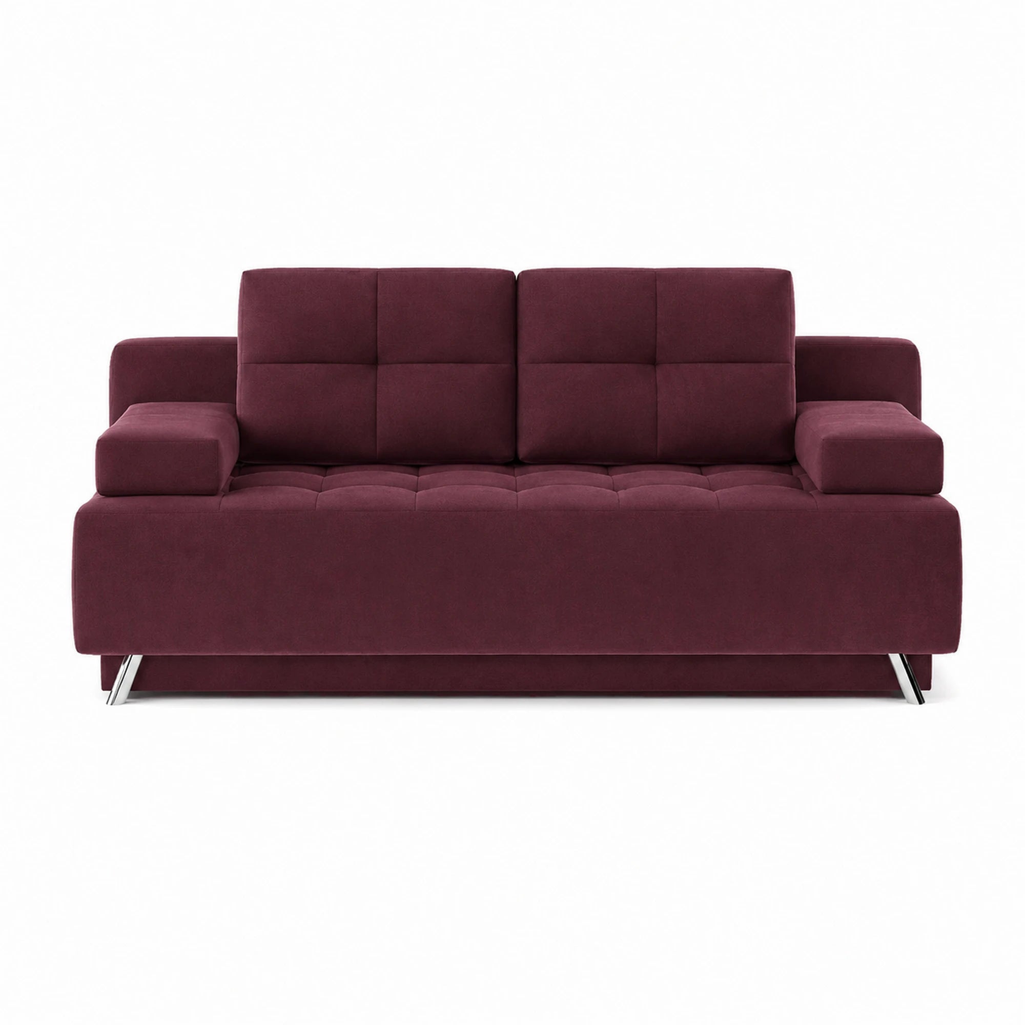 Canapea dubla extensibila OSLO, stofa catifelata visiniu - Monolith 69, cu lada depozitare, 197x94x90 cm