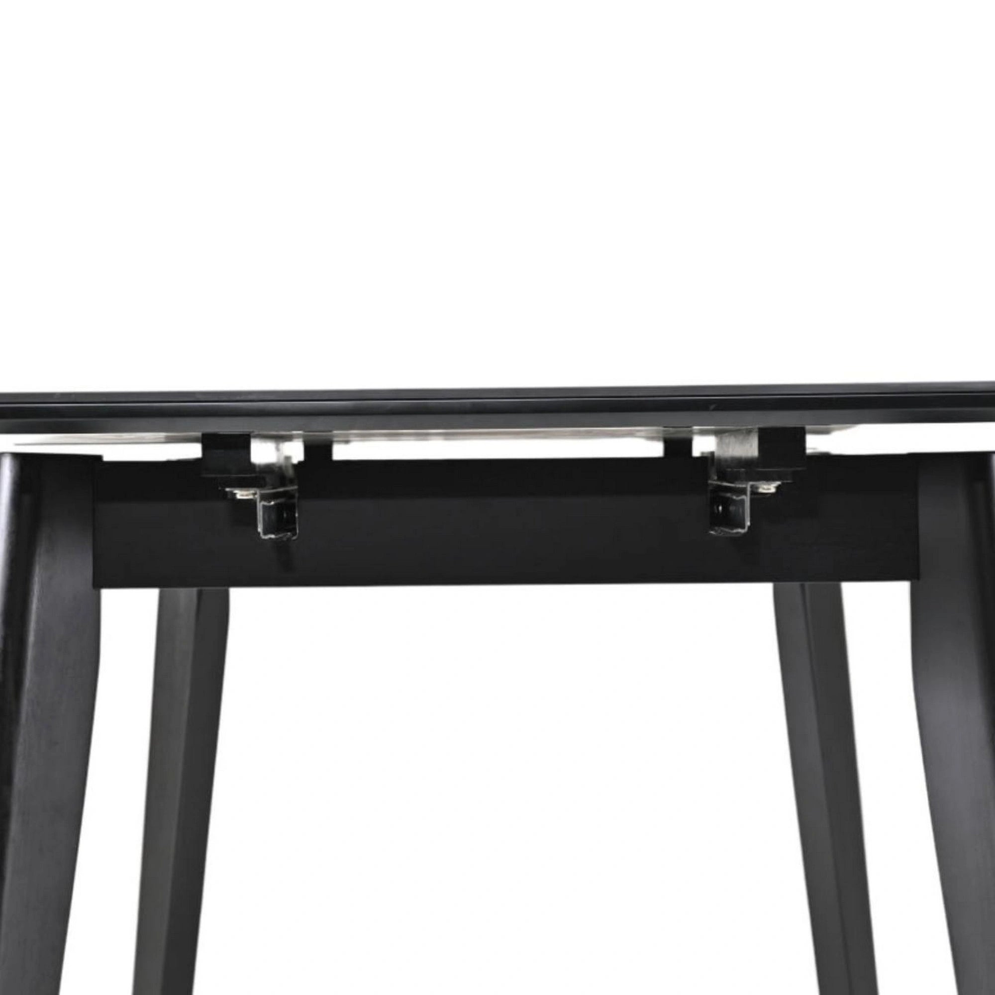 Masa extensibila OSTEN, negru cu efect de marmura, 120/160x80x76 cm
