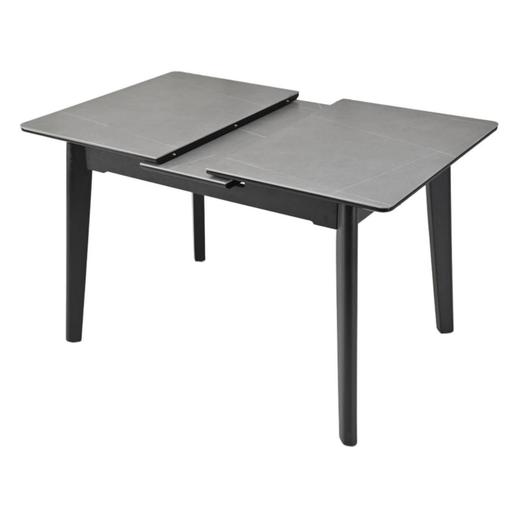 Masa extensibila OSTEN, gri cu efect de marmura/negru, 110/140x80x76 cm